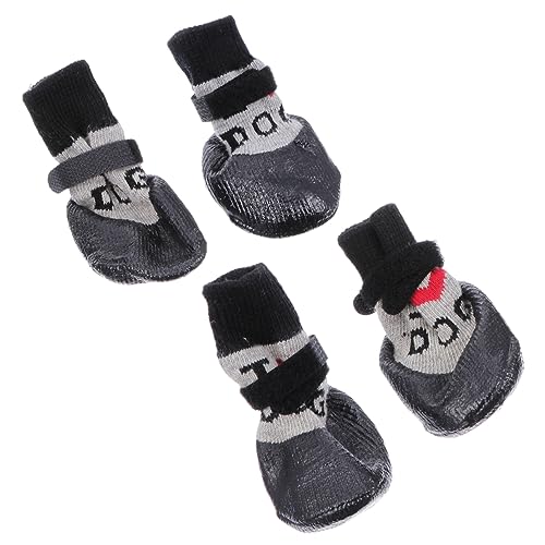 YARNOW 4 Stück Haustierschuhe Sockenschuhe Hundepfotenschutz Hundeschuhe Socke Haustierstiefel Welpensocken Anti-rutsch-Stiefel Für Hunde Hundesocke Aus Wolle Welpenstiefel Black Garn von YARNOW