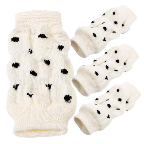 YARNOW 4 Stück Haustiersocken Dog Leg Warmer hundekleidung hundesocken hundekleider hundebekleidung groß Hundebein Beinmanschette für Hund Sprunggelenkabdeckungen für Hunde Baumwolle Weiß von YARNOW
