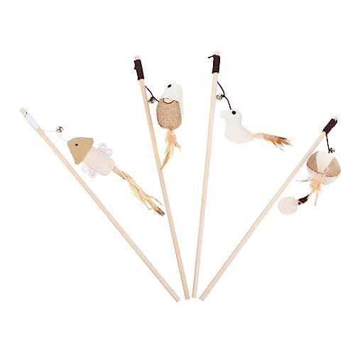 YARNOW 4stücke Interaktive Katzenspielzeuge Abriebfeste Katzenangel Tiermotiven Für Spiel Und Training Von Kätzchen Kugel Fisch Vogel Und von YARNOW