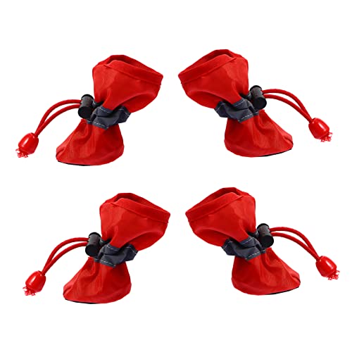 YARNOW 4 Stück Hundeschuhe Hunde Walkingschuhe Zehe Traktion Stiefeletten Klein Griff Haustier Schuhhund Winterstiefel Für Hunde Groß Abs Schutz Drinnen Fuß Hundestiefel Welpe Pfote Rot von YARNOW