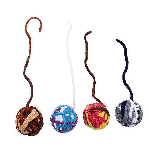 YARNOW 4 Stück Katzenspielzeug Kauspielzeug Für Katzen Zum Zahnen Katzenkätzchen Katzenbälle Kätzchen Katzengras Für Kätzchen Haustier Beiß Katzensachen Garn von YARNOW
