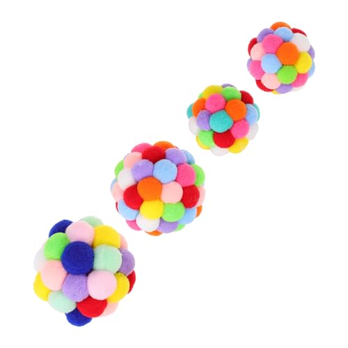 YARNOW 4stücke Kreative Katze Necken Ball Spielzeug Entzückende Bunte Katze Kauen Spielzeug Haustier von YARNOW