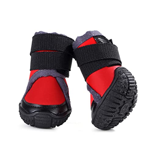 YARNOW 4 Stück Outdoor-Schuhe Für Hunde Welpe Katze Winterstiefel ACH Schuhe rutschfeste Warme Schuhe Hundepfotenschutz Mittlere Und Große Hunde Haustier Rot Hundeschuhe von YARNOW