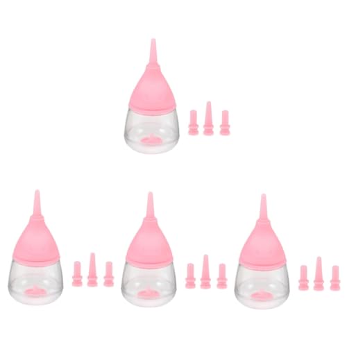 YARNOW 4 Stück PET-Flasche Haustier Welpen-Flasche Babyflasche für Kätzchen Babyflasche für Welpen füttern Tierfutter Zubringer Nuckelflasche neugeboren Stillgerät Kieselgel Rosa von YARNOW