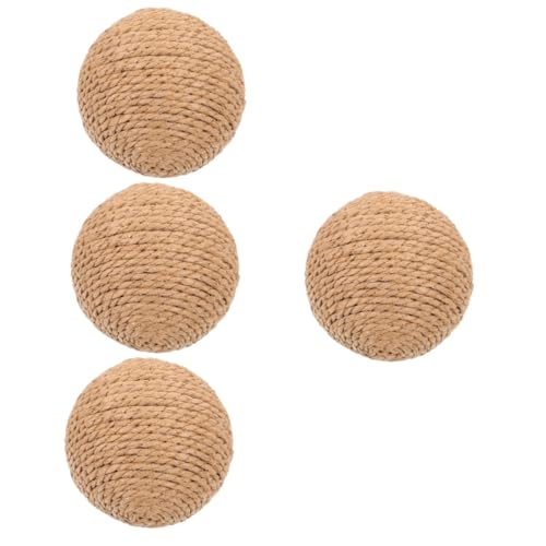 YARNOW 4 Stück Sisalkugel interaktives katzenspielzeug Interactive cat Toy Kätzchen Spielzeug Katzenkratzbrett Katzenspielzeugbälle Kratzbälle für Katze Backenzahn Katzenball Pet-Ball von YARNOW