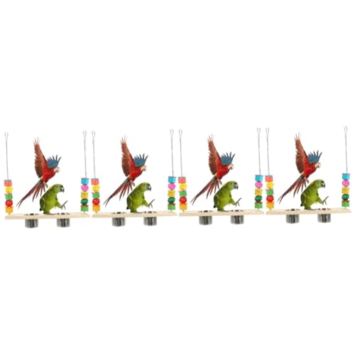 YARNOW 4 Stück Spielzeug zur Nahrungssuche für Papageien Sitzstangen Spielzeug Papageienspielzeug Papageienfutterautomat aus Edelstahl vogelschaukel Bird Toys Spielset aus Holz Spielzeuge von YARNOW