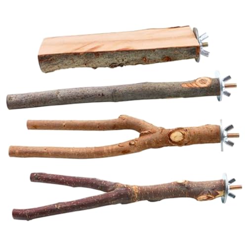 YARNOW Stabiles Vogelstangen-Set Aus Holz Für Papageien 4-teilig Natürliche Sittichspielzeug-sitzstangen von YARNOW