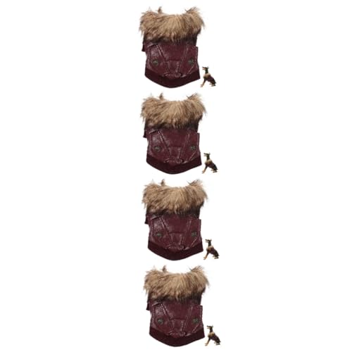 YARNOW 4 Stück Warme Hundejacke Hundekostüme Für Kleine Hunde Kleine Hunde-Outfits Fleecejacke Kleidung Mäntel Für Chihuahuas Welpen-Outfits Welpenkleid Kleider Rot Pu Wasserdicht Zubehör von YARNOW