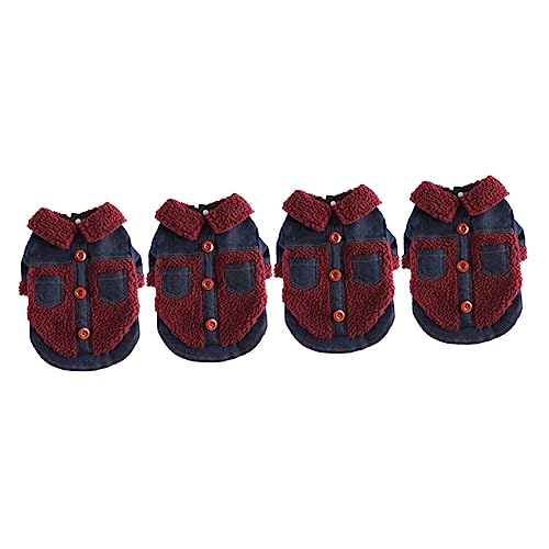 YARNOW 4 Teilige Kleidung Für Haustiere Hundebekleidung Hündchen Kapuzenpullover Jeans Outfit Hundekleidung Winterpelzjacke Für Hunde Kältehundekostü Hundepullover von YARNOW