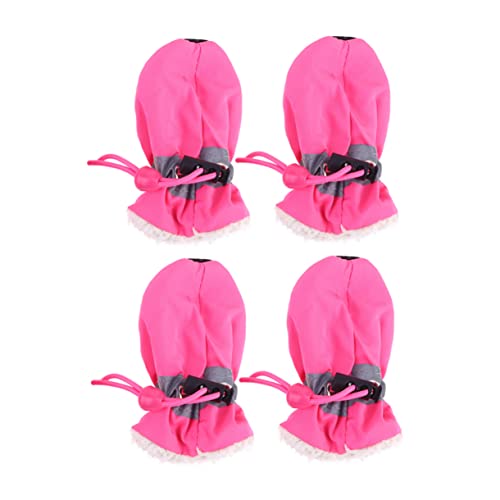 YARNOW 4-teiliges Set Hundestiefel Hundeschuhe Mittelgroße Hunde Haustierschuhe Pfotenschutz Für Hundesohlen Winterstiefel Für Haustiere Welpenschuhe Hündchen Rosa Klein von YARNOW