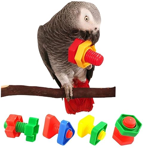 YARNOW 4stücke Kunststoff-vogelkauspielzeug Groß Mittelgroß Käfig-beißspielzeug Schraubenform Trainingsspielzeug Für Papageien Sittiche Und Andere Kleine Vögel von YARNOW