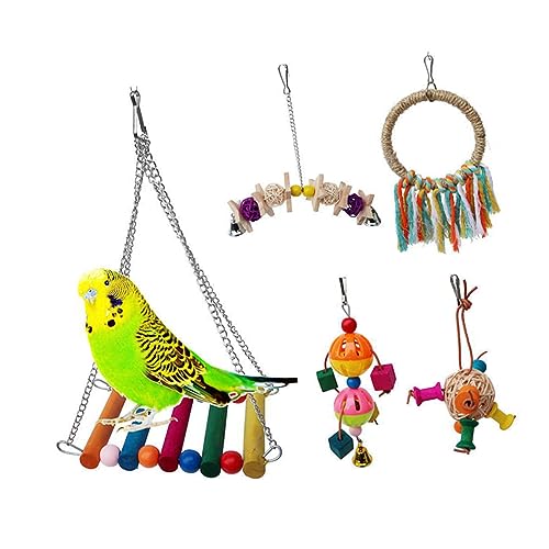YARNOW 5 STK Vogelbiss Spielzeug Papageienspielzeug Zum Aufhängen Vogelbissspielzeug Nymphensittich Spielzeug Futterspielzeug Für Vögel Papagei-Seil-Spielzeug Papagei Kauspielzeug Bambus von YARNOW