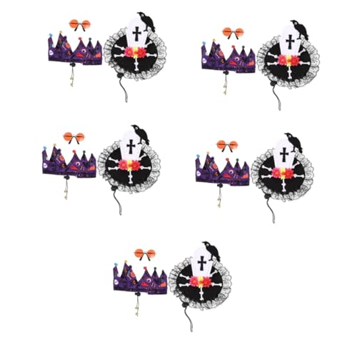 YARNOW 5 Sätze Haustier Verkleiden Halloween-Kleidung Für Katzen Parodie-Katzenkopf- Hundehalsketten Für Kleine Hunde Halloween-Haustier-hexenhut Zubehör Für Katzenkostüme Gefühlt YARNOW 5 Sätze Haustier Verkleiden Halloween-Kleidung Für Katzen Parodie-Katzenkopf- Hundehalsketten Für Kleine Hunde Halloween-Haustier-hexenhut Zubehör Für Katzenkostüme Gefühlt von YARNOW