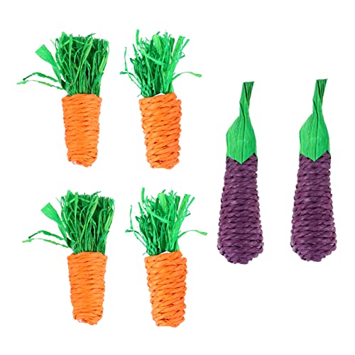 YARNOW 6stücke Kauspielzeug Für Haustiere Aubergine Und Karotte Form Zahnputz-Spielzeug Für Hamster Kaninchen Papagei Vogel Dauerhaft Und Sicher von YARNOW