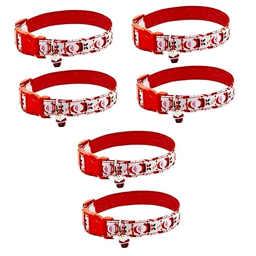 YARNOW 6 Stck. Weihnachtliches Haustierhalsband Verstellbares Nylon Hundehalsband mit Santa Claus S für Kleine Hunde und Katzen Modisches und Festliches Design von YARNOW