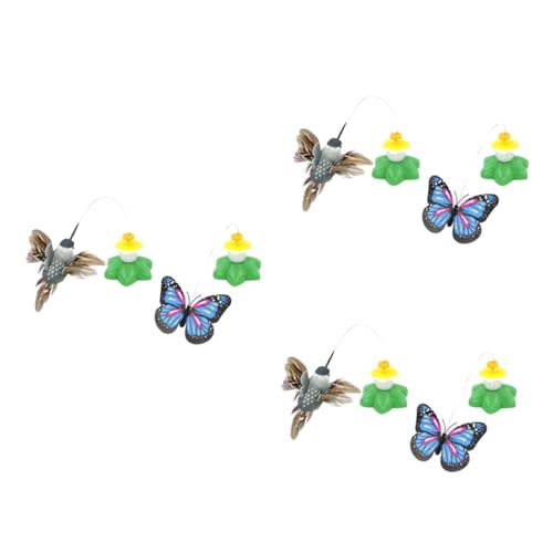 YARNOW 3 Sätze Elektrischer Katzen-Teasing-Stick Automatisch Rotierender Unterhaltungs-Stick Keine Batterie Erforderlich Kolibri-Funktion 2 Stück * 3 von YARNOW