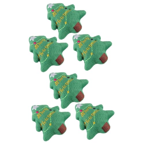 YARNOW 6 Stück Teiliges Katzenspielzeug Weihnachtsbaumform Plüsch Kauspielzeug für Katzen Haustierinteraktiv Geeignet als Weihnachtsdeko und Sicher von YARNOW