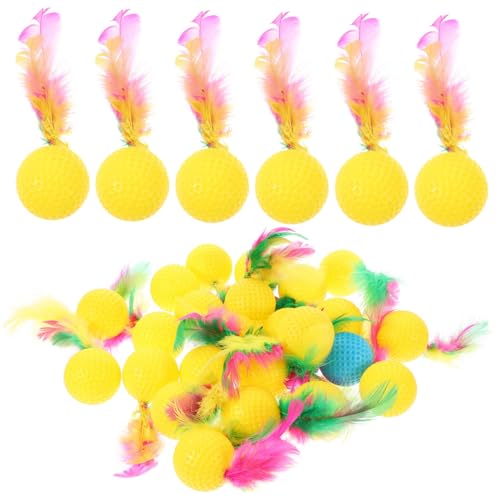 YARNOW Katzenball Mit Feder 72 Stück Badminton Katzen Neckendes Spielzeug Katzentrainingsspielzeug Interaktives Katzenspielzeug Katzenspielzeug Katzen Ball YARNOW Katzenball Mit Feder 72 Stück Badminton Katzen Neckendes Spielzeug Katzentrainingsspielzeug Interaktives Katzenspielzeug Katzenspielzeug Katzen Ball von YARNOW