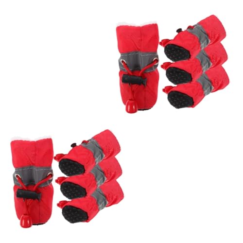 YARNOW 8 STK rutschfeste Schuhe für Haustiere Krallen Hundestiefel mit Kordelzug rutschfeste Welpenschuhe der Hund Hundeschuhe Schutz für Hunde Haustierschuhe Regenstiefel Stoff rot von YARNOW