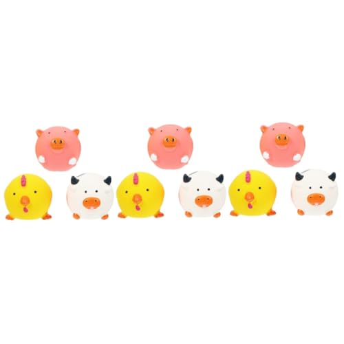 YARNOW 9stücke Teiliges Latex Quietschspielzeug Für Hunde Interaktives Kauspielzeug Für Fördert Zahnpflege Spielspaß Für Kleine Mittelgroße Schwein Gelbe Küken Kleine Kuh von YARNOW