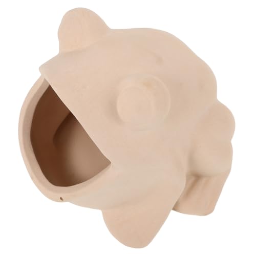 YARNOW Aquariendekoration Frosch Schildkröte Protokoll Treibholz Skelett Aquarium Dekoration Keramik Garnelen Versteck Garnelenverstecke Unterstand für Fischbecken Fischversteck Ton Beige von YARNOW