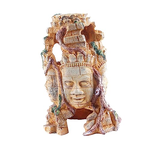 YARNOW Aquarium Deko Ornament aus Resin Vierseitiger Buddha Unterschlupf Farbecht und Wasserfest Sicher für Aquarien und Reptilienboxen Natürliche Versteckmöglichkeit für Fische und von YARNOW