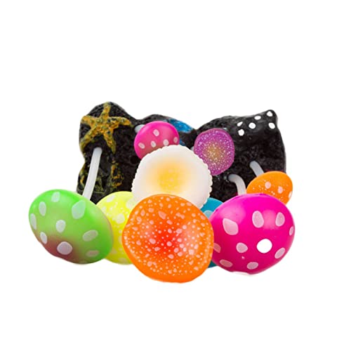 YARNOW Bunte Aquarium Deko Pilze mit Leuchteffekt Kunststoff Realistische Fischtank Dekoration Sichere Pflanzenattrappen für Süß und von YARNOW