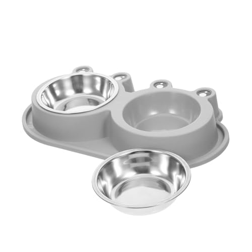 YARNOW Doppelter Futternapf mit Moat für Katzen und Hunde aus Rostfreiem Metall mit Rutschfester Kunststoffbasis Auslaufsicheres Design für Futter und Wasser Geeignet für Kleine und von YARNOW