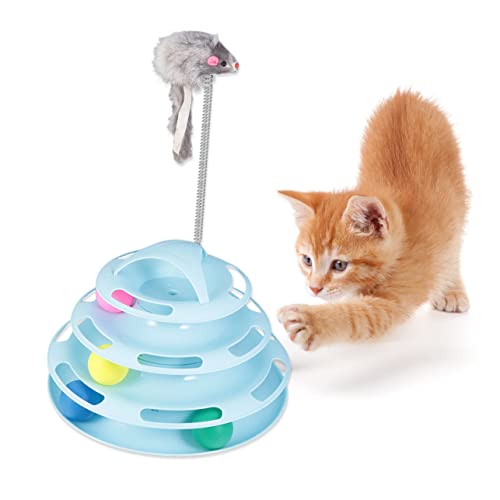 YARNOW Drehtellerspielzeug Für Katzen Interaktives Haustierjagdspielzeug Kätzchenspielzeug Mit Bewegendem Ball Lustiges Katzenspielzeug Aus Hochwertigem Material von YARNOW