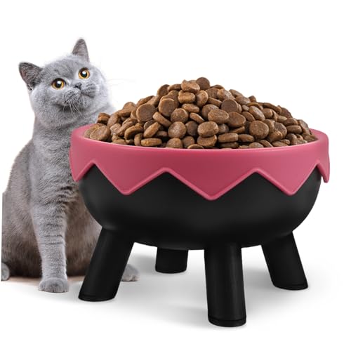 YARNOW Erhöhter Katzennapf aus Rutschfestem Material Ergonomisches Design für Katzen und Kleine Verhindert Nackenschmerzen für Gesunde Fütterung von YARNOW