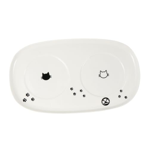 YARNOW Katzenfuttertablett Haustier-wassertablett Keramik-futternapf Doppelnapf Einfaches Design YARNOW Katzenfuttertablett Haustier-wassertablett Keramik-futternapf Doppelnapf Einfaches Design von YARNOW