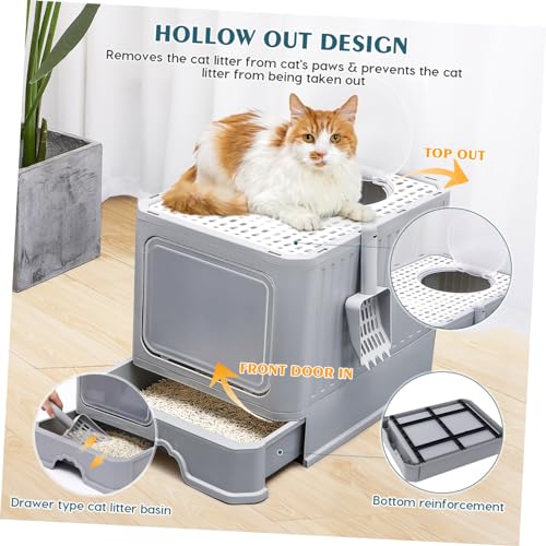 YARNOW Große Katzenklo Katzentoilette Vollständig Geschlossen Mit Top Und Belüftung Für Große Katzen Komfortables Indoor Katzenklo In Elegantem von YARNOW