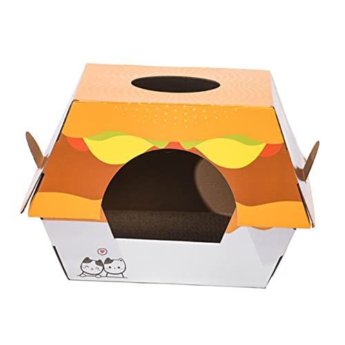 YARNOW Kratzbrett Für Katzen Aus Wellpappe Burgerförmiges Katzenbett Katzenspielzeug Zum Kratzen Und Spielen Schützt Möbel Langlebig Und Robust von YARNOW