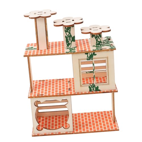 YARNOW Hamster-Klettergerüst Hamsterkäfig drinnen Meerschweinchenkäfig Guinea Hamster Spielplatz Hamster Klettergerüst Rattenversteck aus Holz Hamsterversorgung hölzern Beige von YARNOW