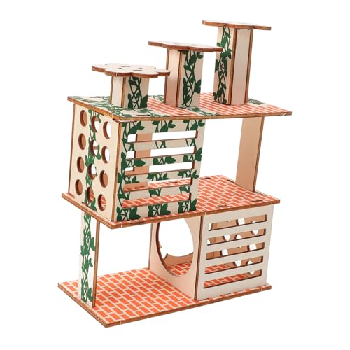 YARNOW Zwerghamsterkäfig - Hamsterversteck Aus Holz Mit Treppe Spielhaus Für Meerschweinchen Klettergerüst Für Haustiere von YARNOW