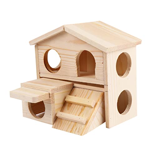 YARNOW Hamsterhaus Aus Holz Hamster Molar Nest Mit Leiter Haustierhaus Mehrere Eingänge Atmungsaktiv Für Kleine Nagetiere von YARNOW