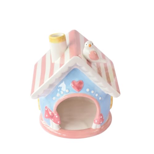 YARNOW Hamster Nest aus Keramik Betthamster Bettwäsche Chinchilla-Sommernest klein Versteck hamsterhaus hamsterbett Chinchilla-Nest Hamsterhöhle Haustierruhe Nest Keramik Igel Rosa von YARNOW