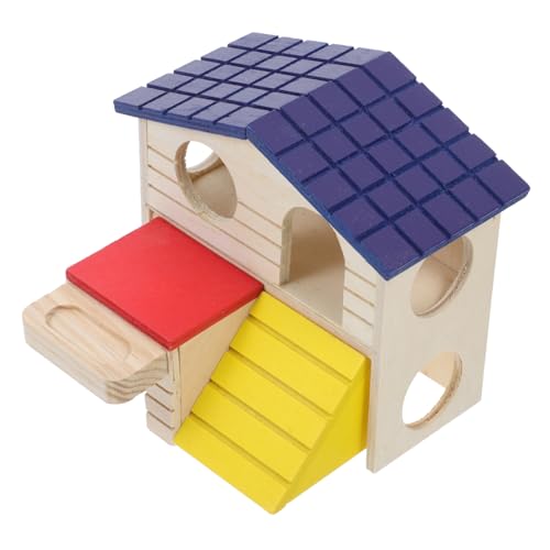 YARNOW Hamsterhaus Haustier Meerschweinchen verbirgt Sich Hamsterkäfig Hamstertunnel Hamsterspielzeug nagerhaus kleintierhaus spielzeuge Rattenzimmer aus Holz Chinchilla- hölzern von YARNOW