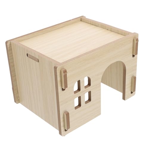 YARNOW Hamsterholzhaus mit Multifunktionalem Design Gemütliches Versteck für Kleine Futter und Tränkeplattform Stilvolle Spielhütte für Ratten Mäuse und Rennmäuse Sicheres von YARNOW