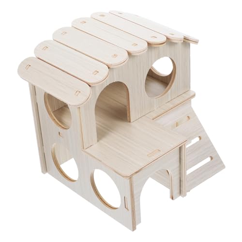 YARNOW Hamsterzubehör Holzspielhaus Für Hamster Widerstandsfähiges Knabbersicheres Spielhaus Mit Buntem Dach Für Chinchillas Und Hamster Hamsterspielhaus von YARNOW