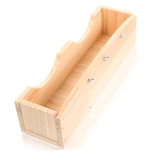 YARNOW Hasengrasständer Feeder Heu Hasenfutter Groove Chinchilla Heu Futterstation für Kleintiere Langrechteckige Futterwanne für Kleintiere Futterkaninchen Hasenbehälter hölzern von YARNOW
