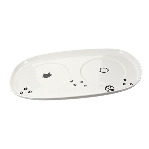 YARNOW Pet Futterschalen Unterlage Keramik Wassernapf Für Hunde Katzen Futterstationen rutschfeste Futterschalenunterlage Für Einfache Reinigung Und Schutz des Fußbodens von YARNOW
