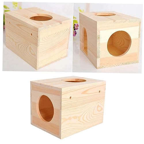 YARNOW Holz Haus Für Kleine Haustiere Chinchilla Meerschweinchen Bett Nest Käfig Schlafplatz Naturmaterialien Ausruhen Trainieren von YARNOW