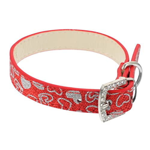 YARNOW Modisches Hundehalsband Aus Pu Mit Glitzerherzen Tierbedarf Hundezugseil Haustier-zuggurt Größe S von YARNOW