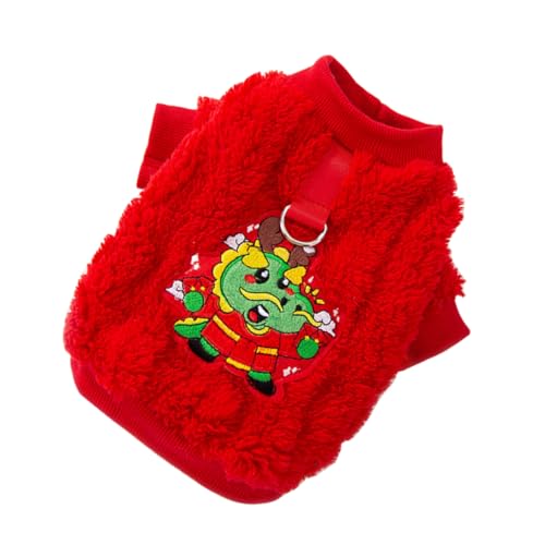 YARNOW Pet Dog Costume Für Chinesischen Neujahrsthema Warmes Und Weiches Haustier-Outfit Mit Drachen-Design Für Kleine Und Mittlere Hunde Inklusive Befestigungshaken Für Leine von YARNOW