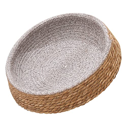YARNOW Haustierbett Aus Rattan Hund Geflochten Gemütlich Klein Gewebtes Katzenbett Gewebtes Haustierbett Welpenbett Seegras Drinnen Weiden Runde Katzenbett Gewebtes Bett Nest Grasweide von YARNOW
