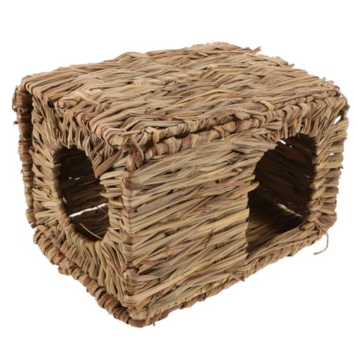 YARNOW Haustierbett Hamsterfutter das Teppich für Hase Kleintierversteck Kaninchennest Hamster Käfig Versteck aus Strohgeflecht Hasenhaus aus Strohgeflecht Gras Light Brown von YARNOW