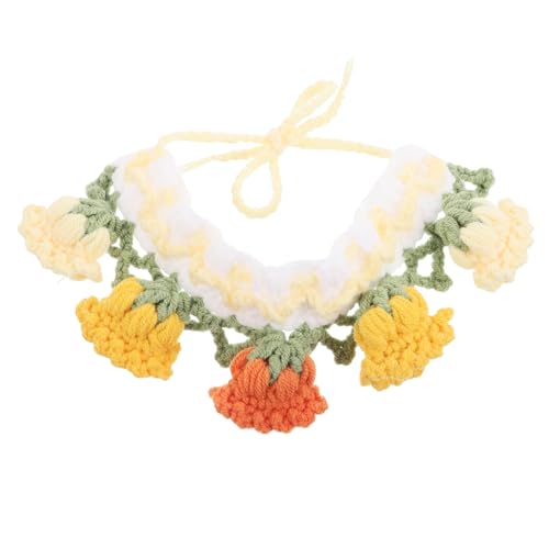 YARNOW Haustierhalsband Süßes Strickhalsband Für Katzen Und Hunde: Blumen-Haustierschal Bezauberndes Katzenlätzchen-Accessoire Für Den Alltag Und Urlaubsfotos von YARNOW