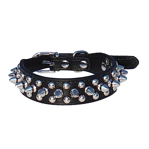 YARNOW Einstellbares Pu-hundehalsband Mit Spitzen Und Nieten Für Kleine Hunde Schwarz s Robustes Design D-Ring Für Anhänger Für Welpen Und Katzen von YARNOW