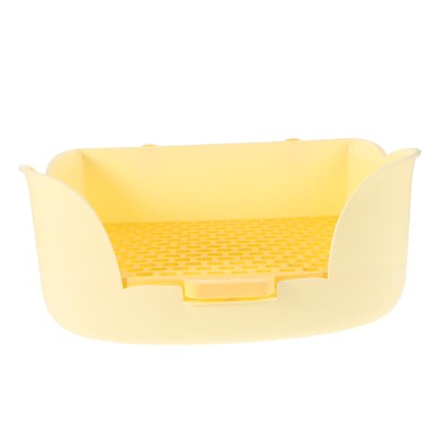 YARNOW Haustierkaninchen -Toilette Katzentoilette Hasen-Töpfchen Tierstreu Tablett kleines Tierbad Häschen-Heu-Futterspender Häschen Toilette Tiertoiletten Hasenhalter Plastik Gelb von YARNOW